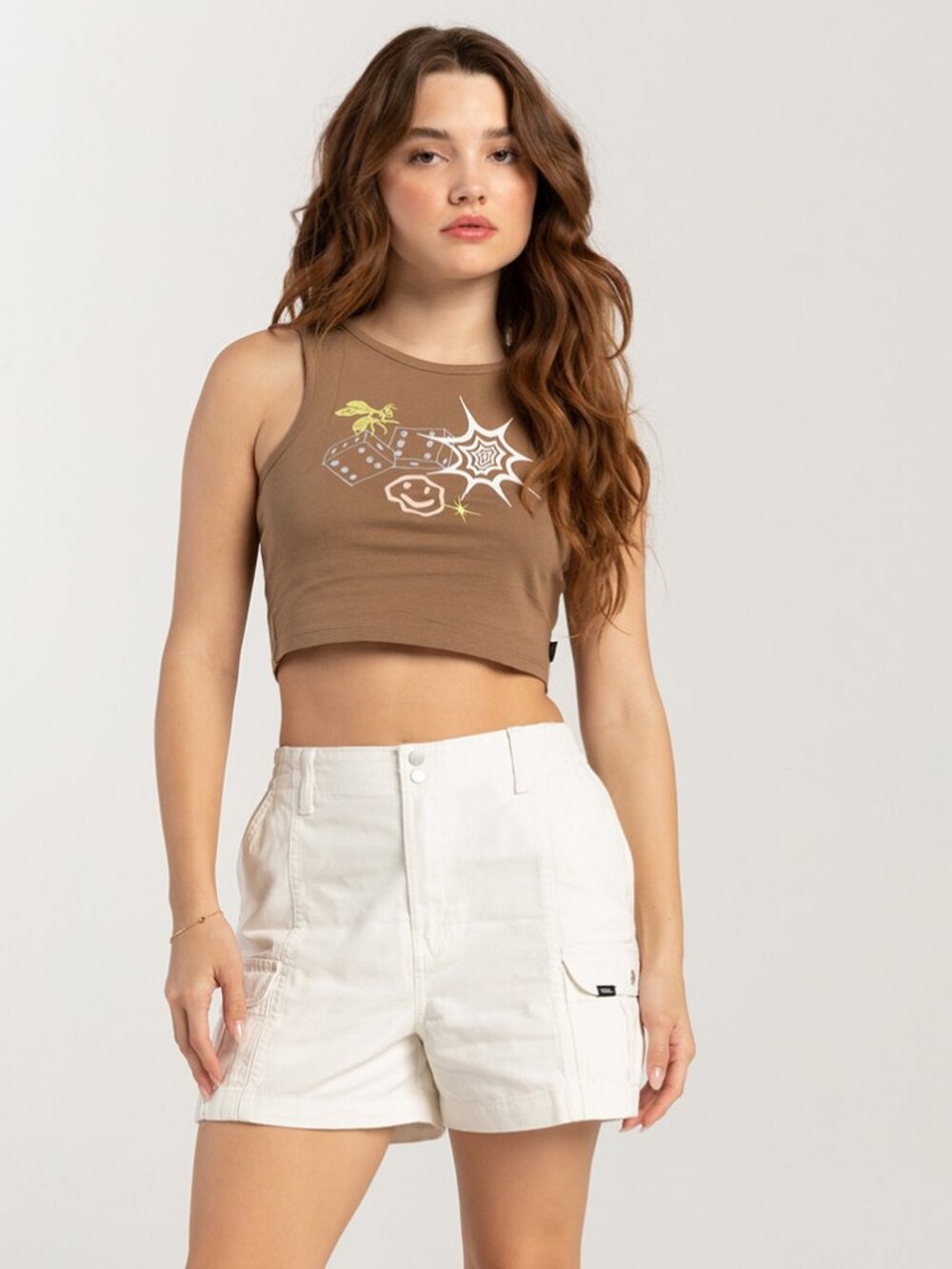 Vans Women's Sidewalk Cargo Shorts - Marshmallow Off-White Size Small